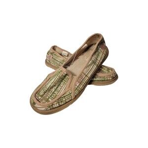 Airwalk Canvas Flats Women 8 Green Floral Slip On Casual